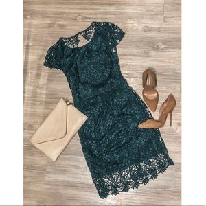 HARPER | Navy Blue Lace Backless Cocktail Dress